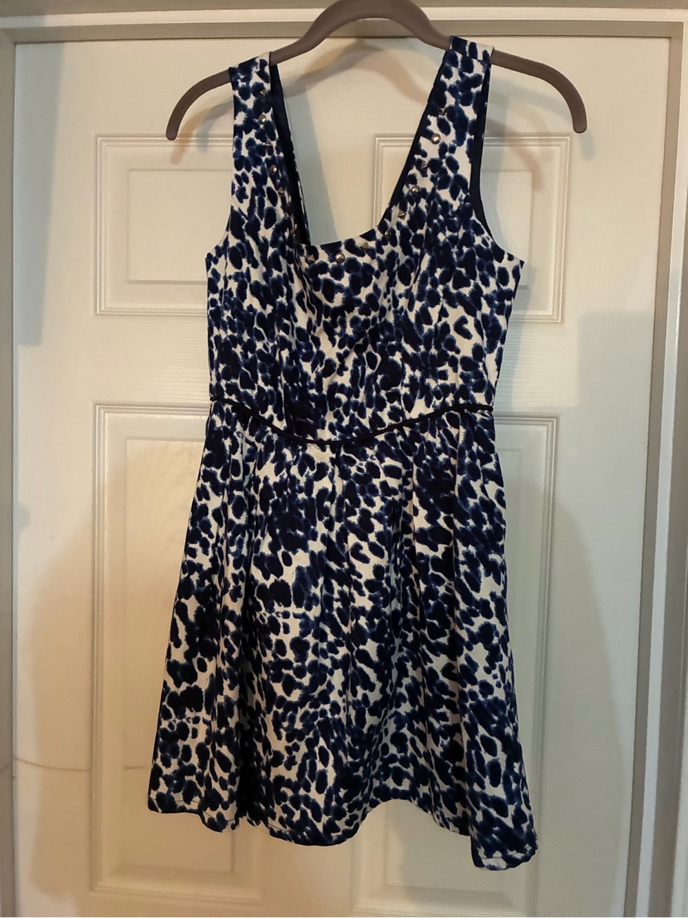 Forever 21 Navy and White Printed Sleeveless Mini Dress